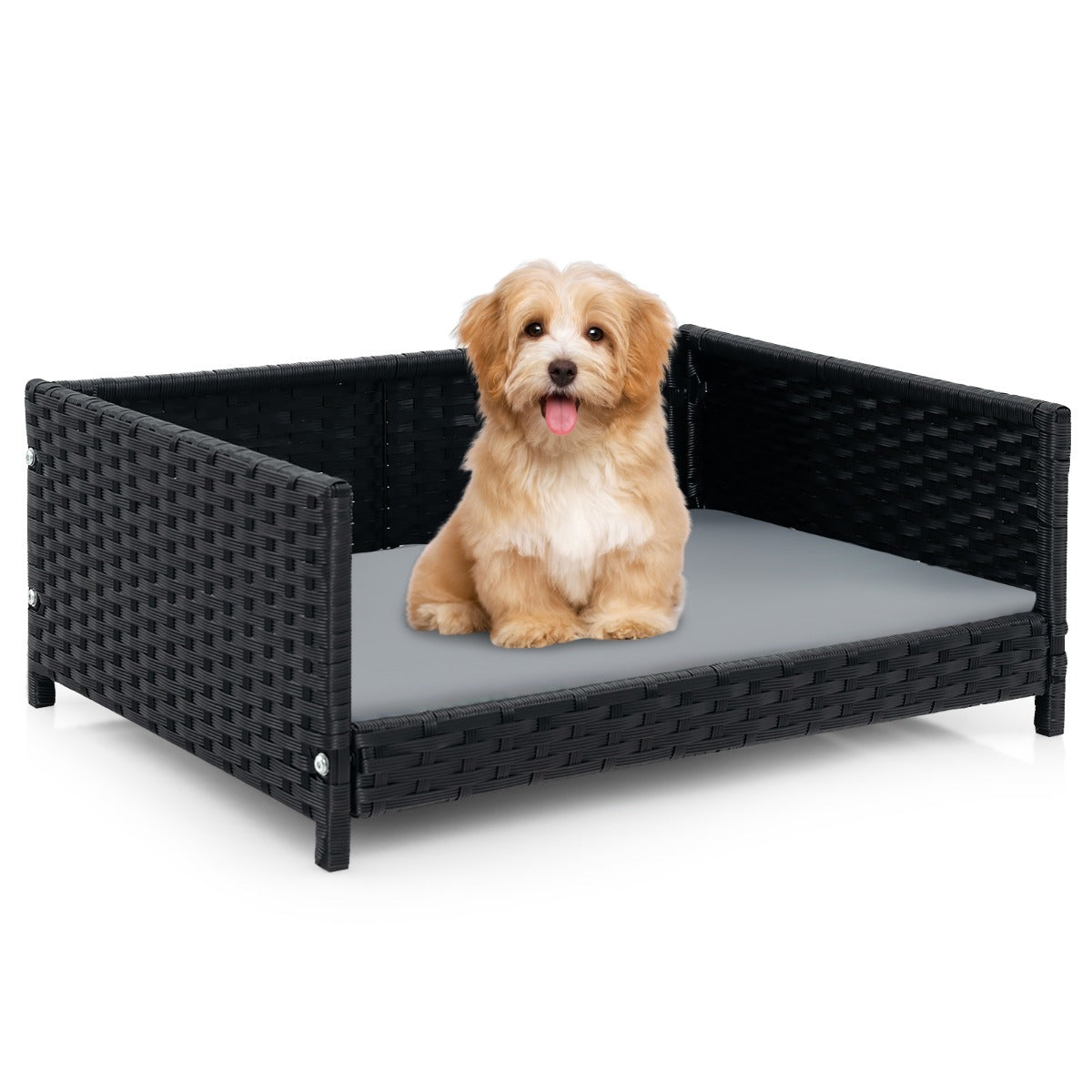 Cama para Animais de Vime – 62 x 46 x 25 cm – Cinza – Vime PE