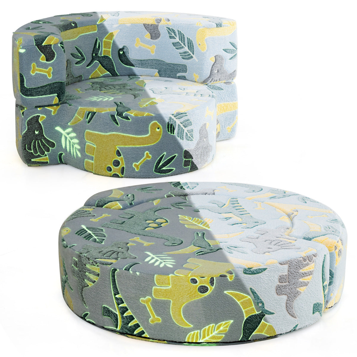 Sofá Infantil 2 em 1 – Azul – Tecido de flanela