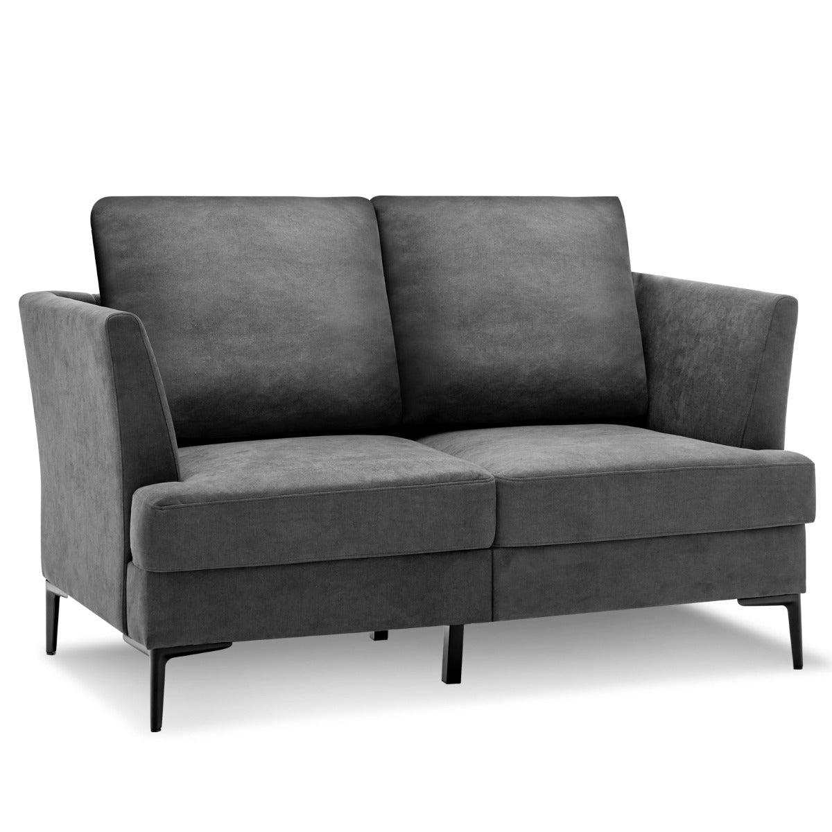 Sofá Loveseat Moderno de Duas Lugares Estofado com Almofadas de Encosto Removíveis para Sala Apartamento Escritório 141 x 80 x 72 cm Cinzento