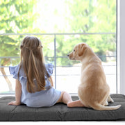 Cadeira de chão ajustável – Cinzento – algodão e linho