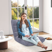 Sofá Preguiçoso Sofá Dobrável Encosto Ajustável 14 Posições Cadeira de Quarto Sala 105 x 56 x 15 cm Cinzento