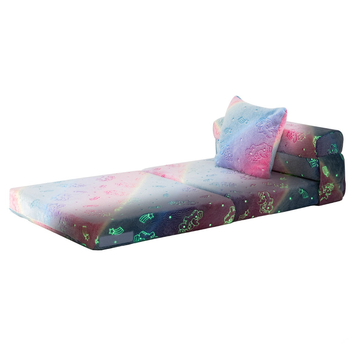 Sofá Cama Plegável para Crianças com Almofada e Capa Lavável à Máquina para Sala de Estar para Maiores de 3 Anos 168 x 66 x 10 cm Multicolor