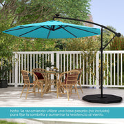 Guarda-Sol Colgante Solar Turquesa com 40 Lâmpadas LED e Base Cruzada Ajustável