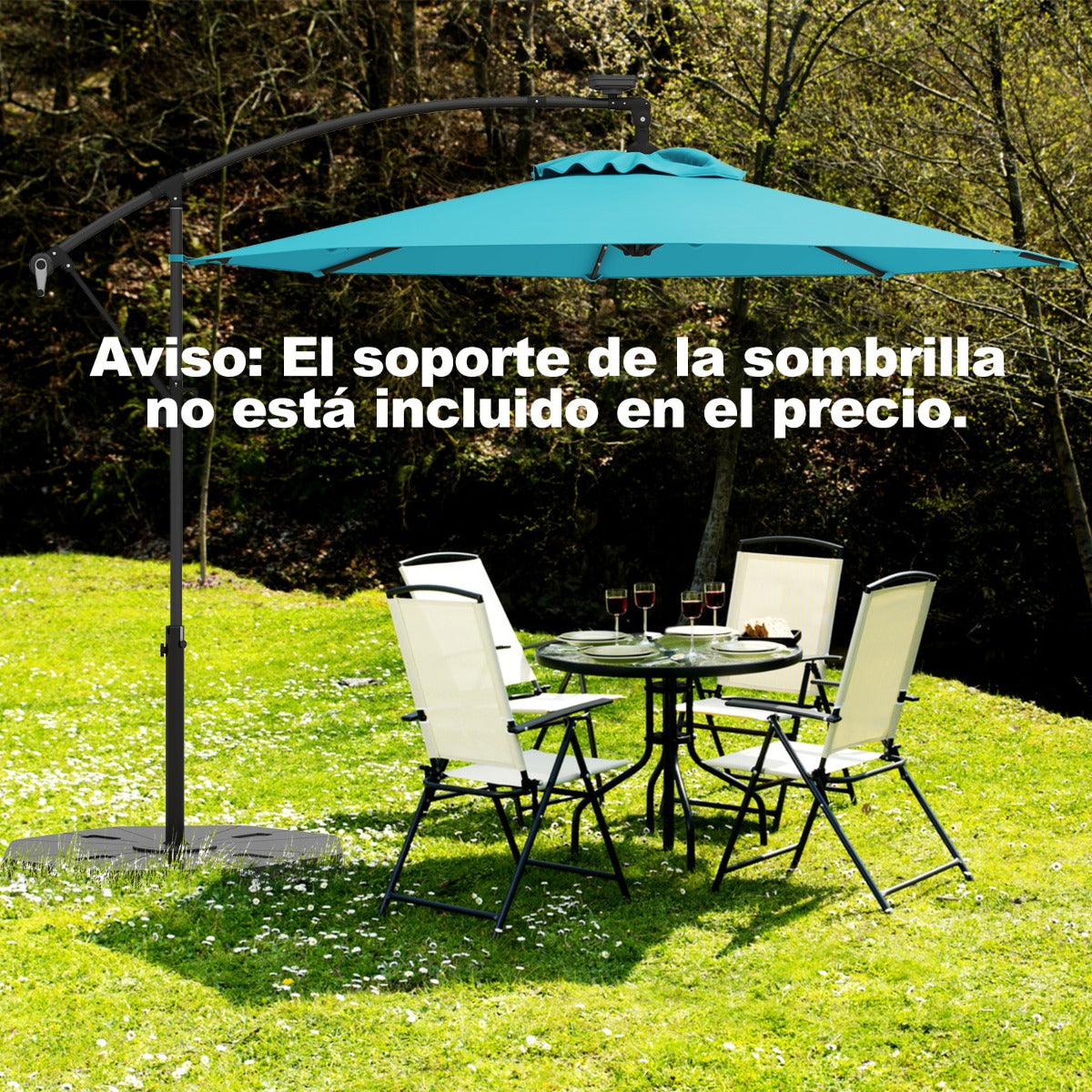 Guarda-Sol Exterior 3m – Turquesa – Poliester, Metal e Alumínio
