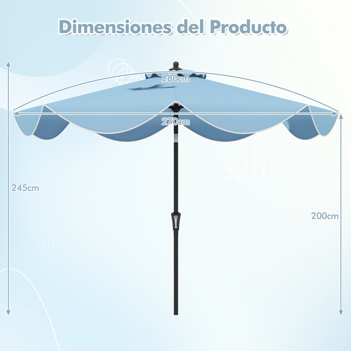 Guarda-Sol de Pátio – 280 cm – Azul