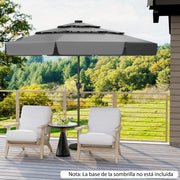 Guarda-Sol de Pátio Solar com 300 cm e 32 Luzes LED - Cinzento