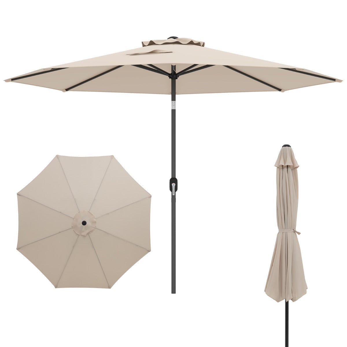 Guarda-Sol de Jardim com Manivela de 3m Bege