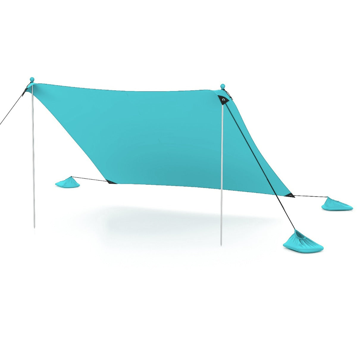 Toldo de Praia Portátil para 4-6 Pessoas de 2 m com 2 Postes e 4 Bolsas de Areia Verde