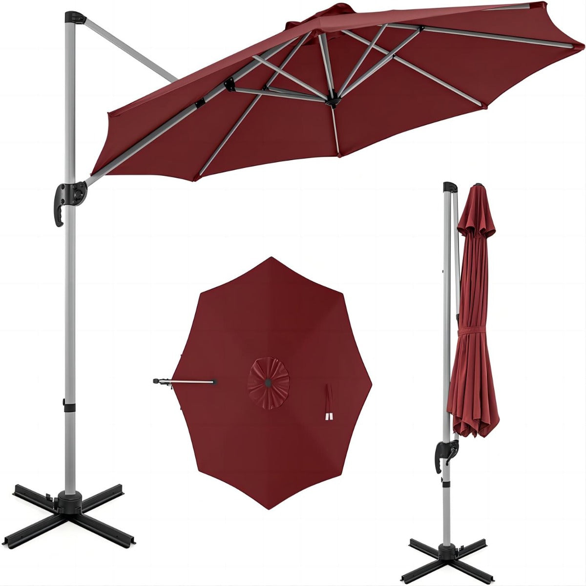 Guarda-Sol Redondo de Alumínio – 339 cm – Vermelho