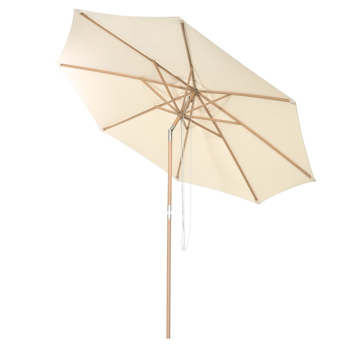 Guarda-Sol Exterior – 3 m – Bege – Poliéster e Madeira