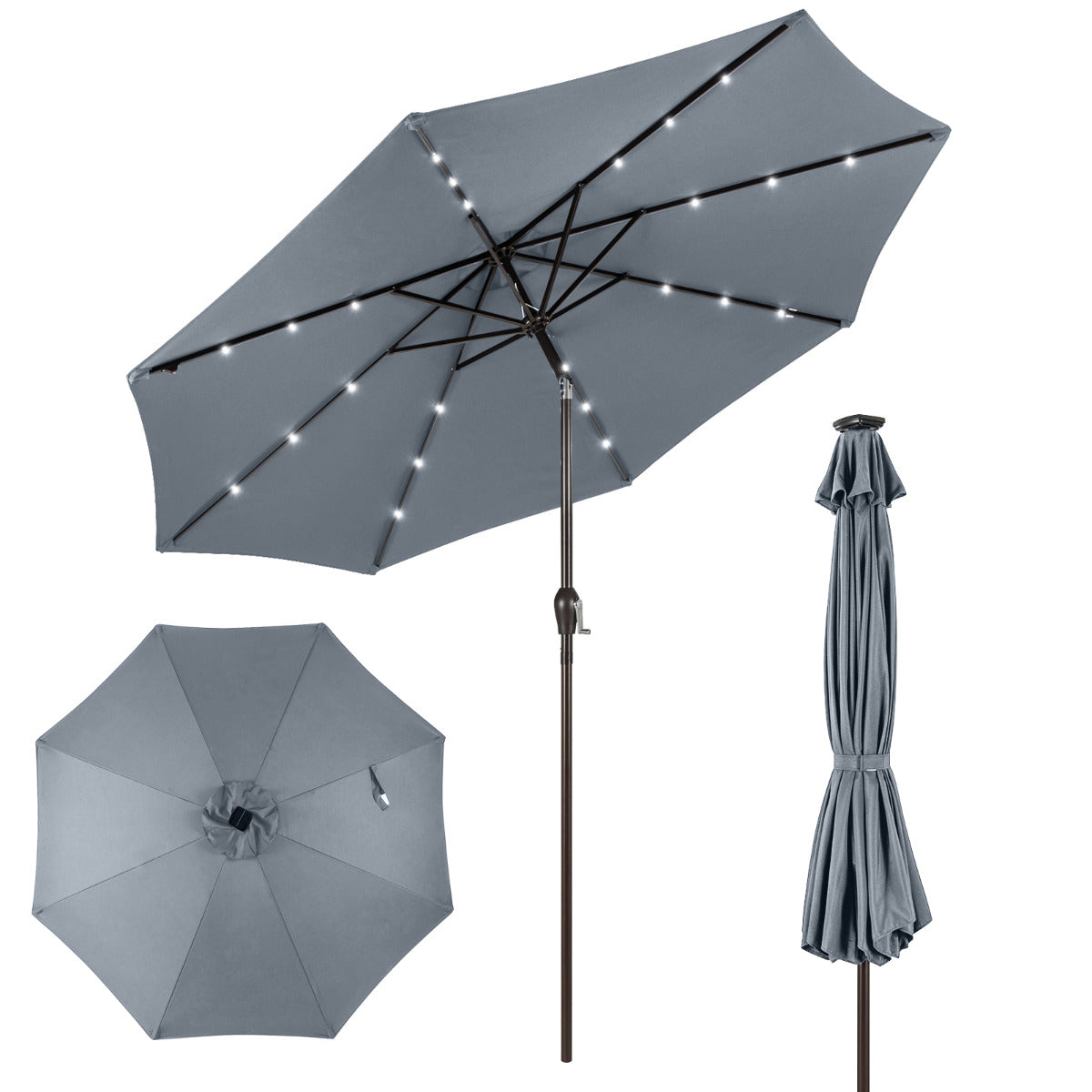 Guarda-Sol de Praia Dobrável 3M – Cinzento – Metal e Poliéster