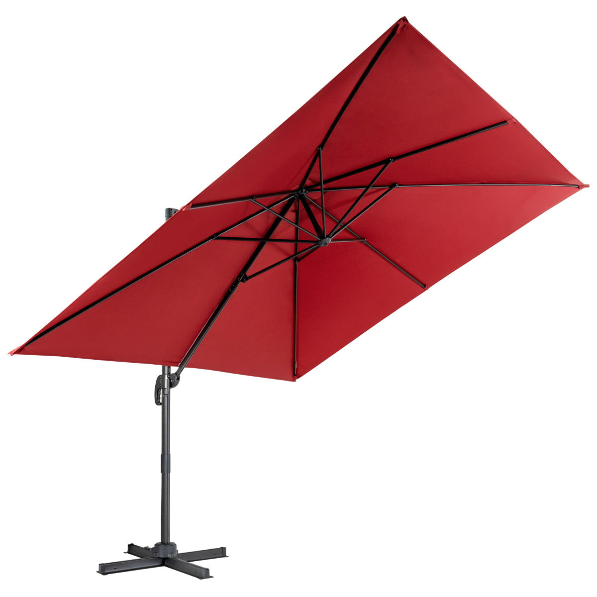 Guarda-Sol de Pátio 300 cm – Vermelho Vinho – Aço e Tecido Poliéster