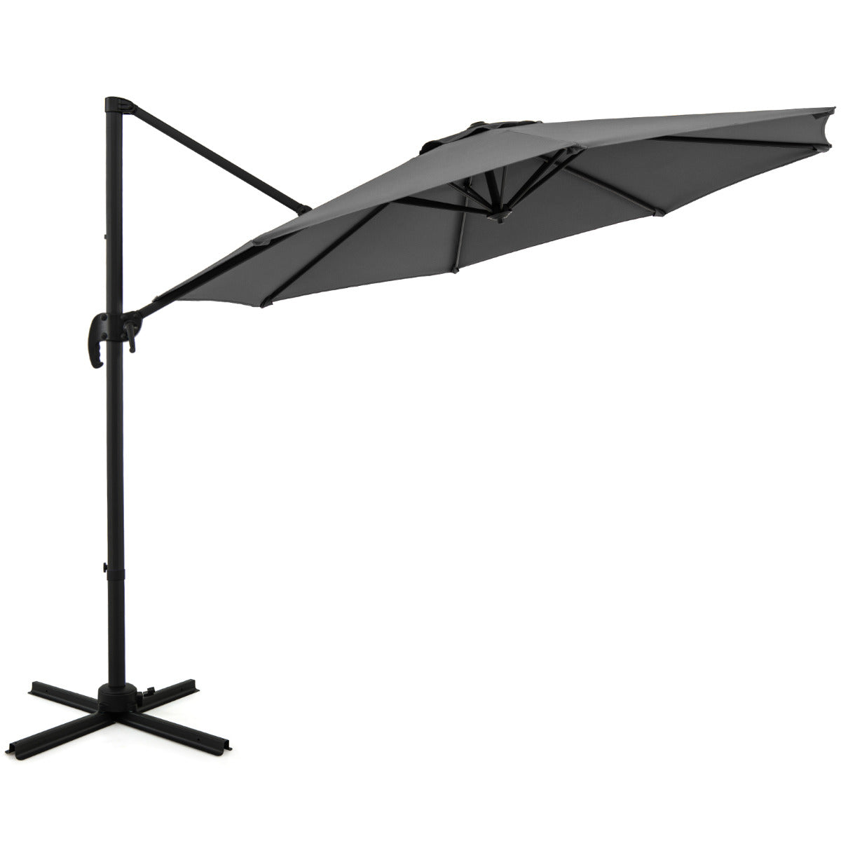 Guarda-Sol Redonda para Pátio Exterior 294 x 247 cm com Rotação de 360° - Cinza