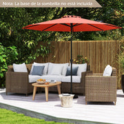 Sombrinha de Jardim com Mecanismo de Inclinação de 25° com Manivela 8 Varetas Reforçadas para Pátio Terraço Sem Base Laranja