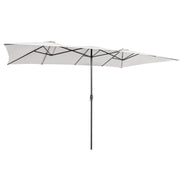Guarda-Sol Doble de Pátio 4,26 x 2,6 m com Manivela Parte Superior Ventilada Grande Guarda-Sol 10 Varetas para Piscina Terraço Jardim Bege