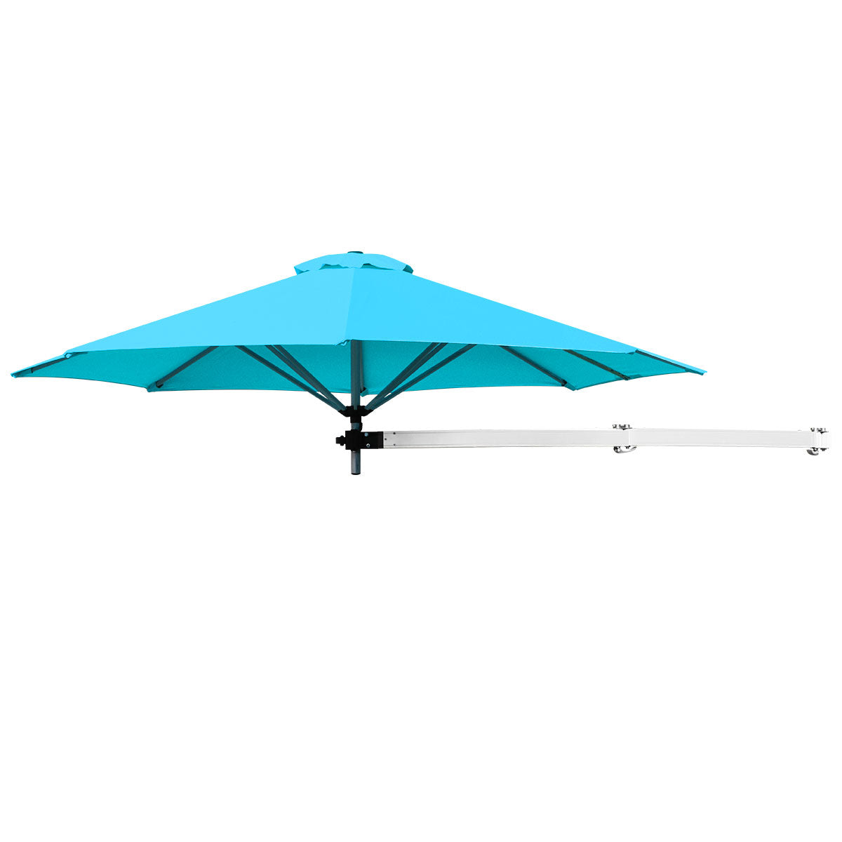 Guarda-Sol de Parede com Poste Ajustável e Inclinável para Jardim, Varanda e Pátio - Azul 250 cm x 184 cm