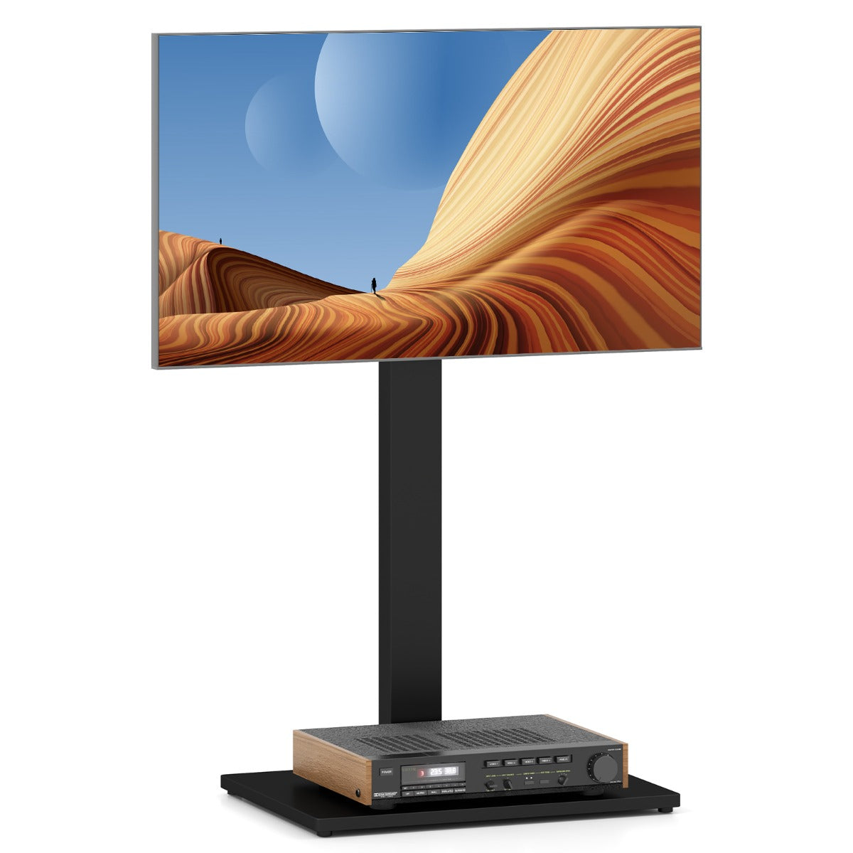 Móvel de TV de Chão Ajustável em Altura 95,5-111,5 cm – Preto – Metálico