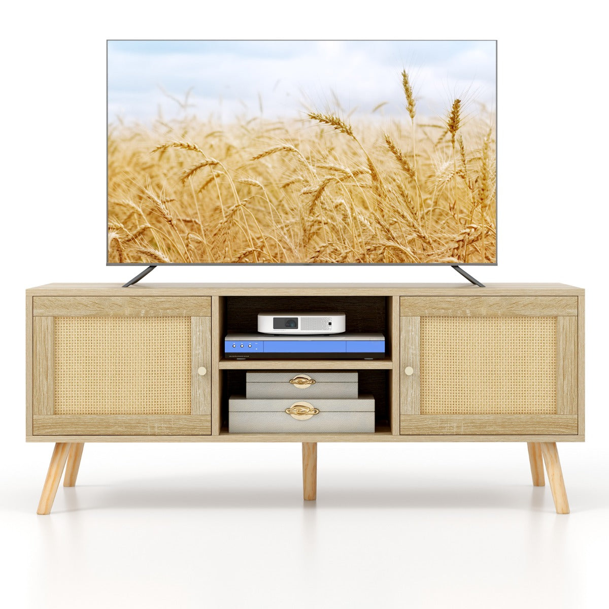 Móvel de TV – 120 x 40 x 40,5 cm – Natural – Ratan PE