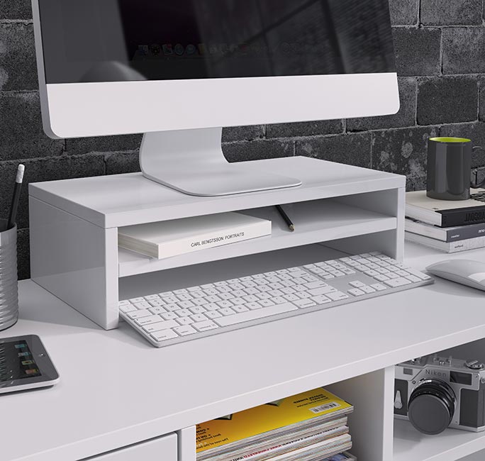 Suporte para monitor Abby em branco brilhante 46x13cm