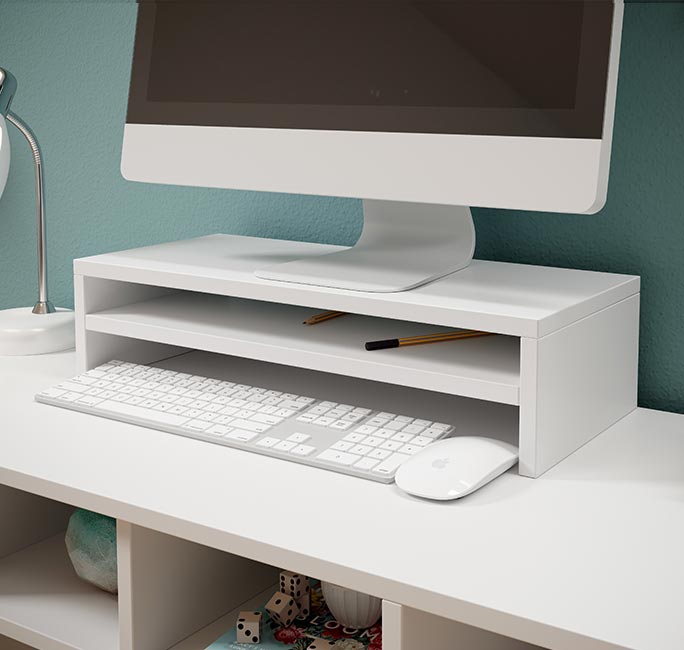 Suporte para monitor Abby XXL em branco brilhante 53x13cm