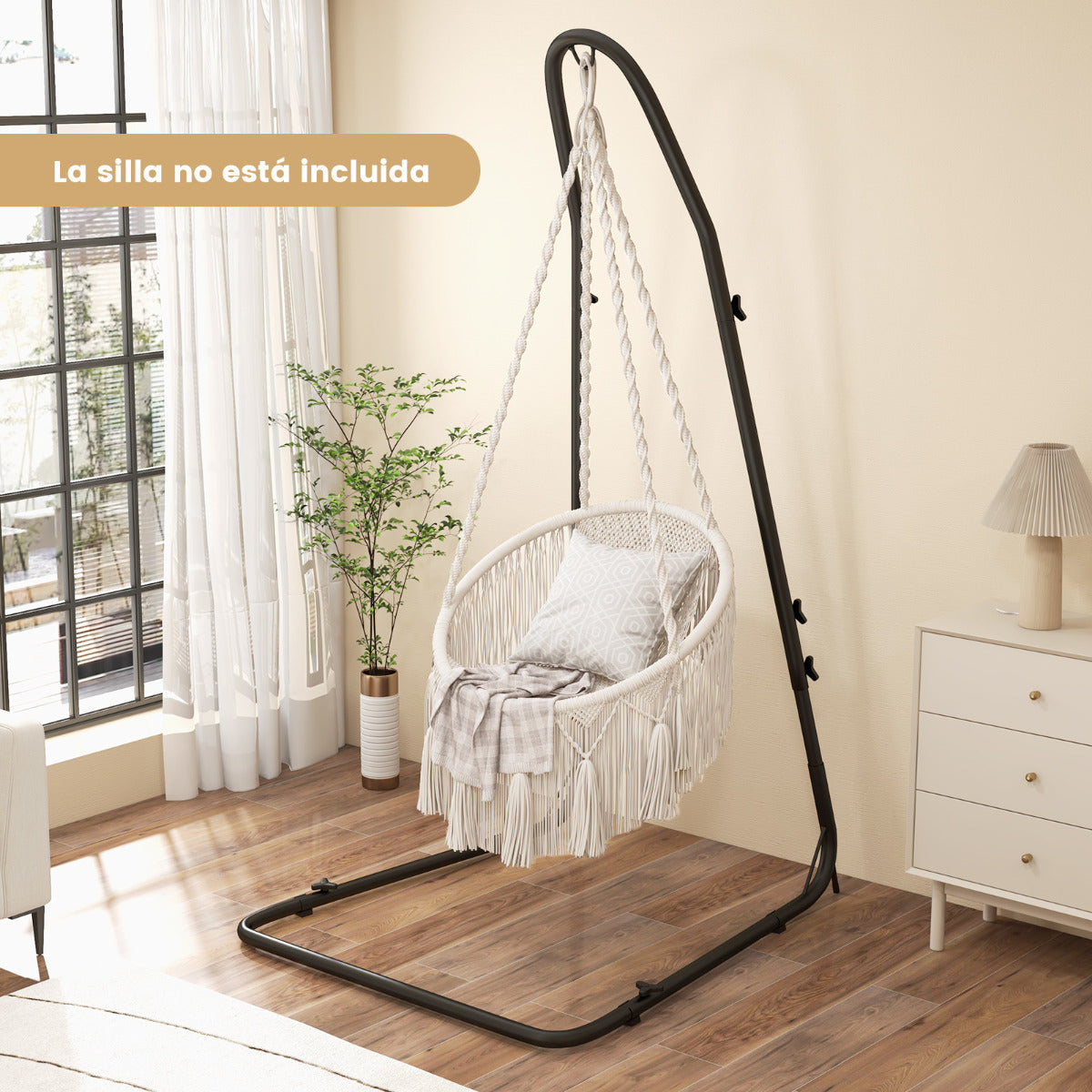 Suporte para Cadeira de Rede Ajustável – 195 cm a 236 cm – Preto – Metal