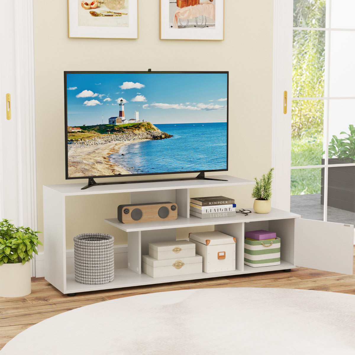 Móvel de TV – até 55 polegadas – Branco – MDF