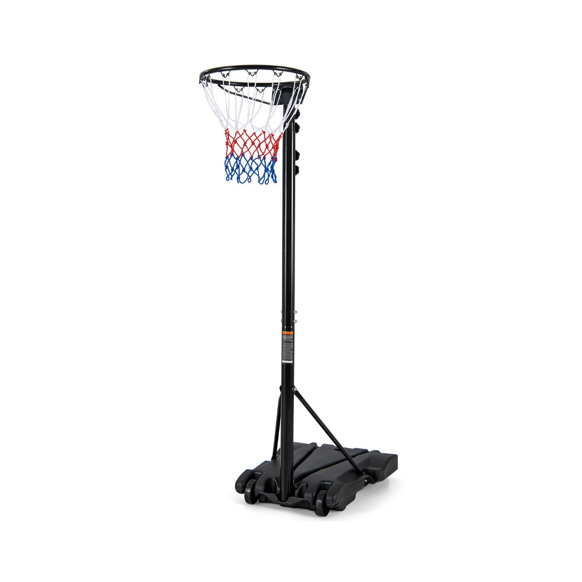 Suporte Portátil para Aro de Basquetebol – Altura ajustável (260 cm, 283 cm, 305 cm) – Preto – Metal