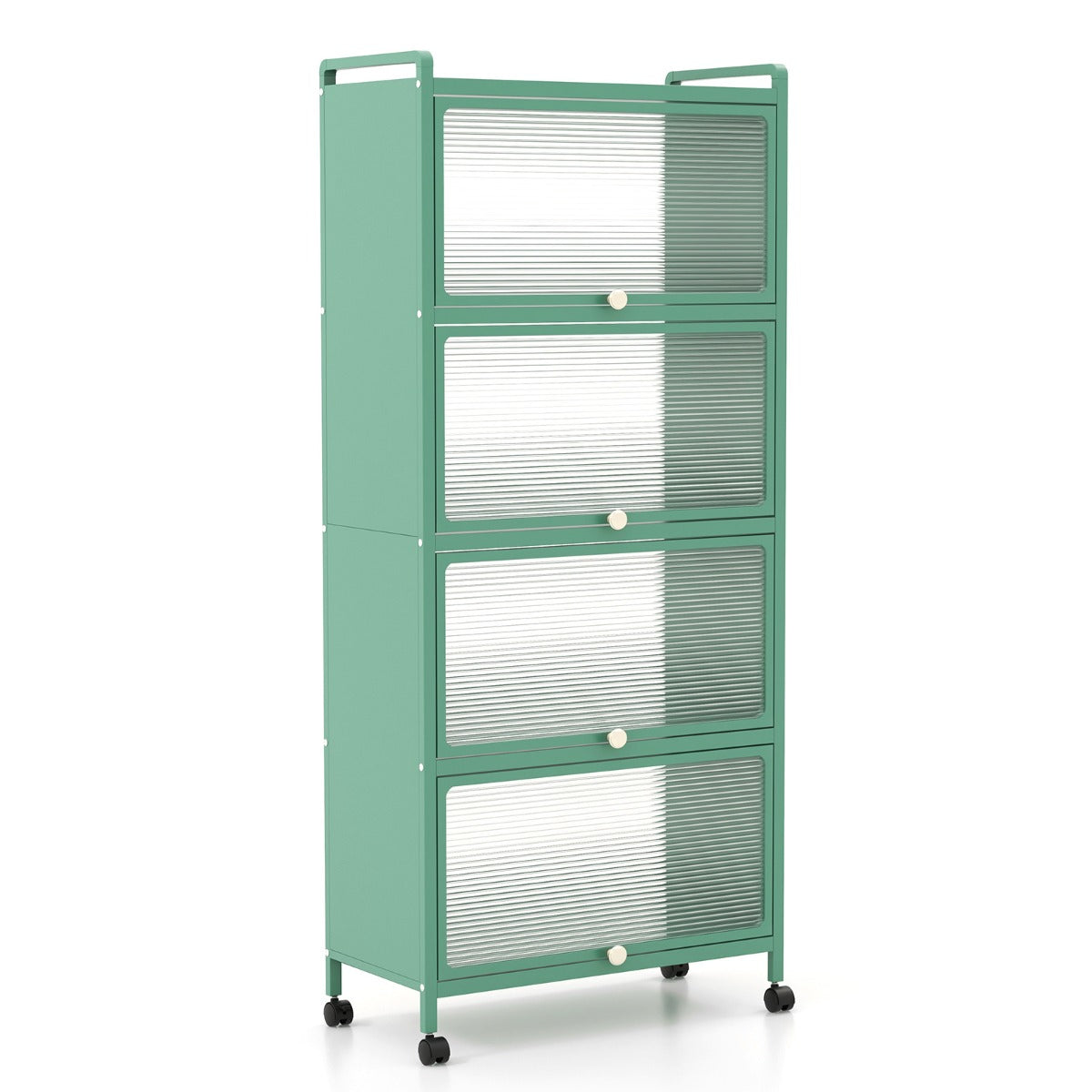 Armário de Microondas de 5 Níveis com Rodas e Duplo Dispositivo Antiqueda para Cozinha 60 x 32 x 154 cm Verde