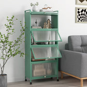Armário de Microondas de 5 Níveis com Rodas e Duplo Dispositivo Antiqueda para Cozinha 60 x 32 x 154 cm Verde