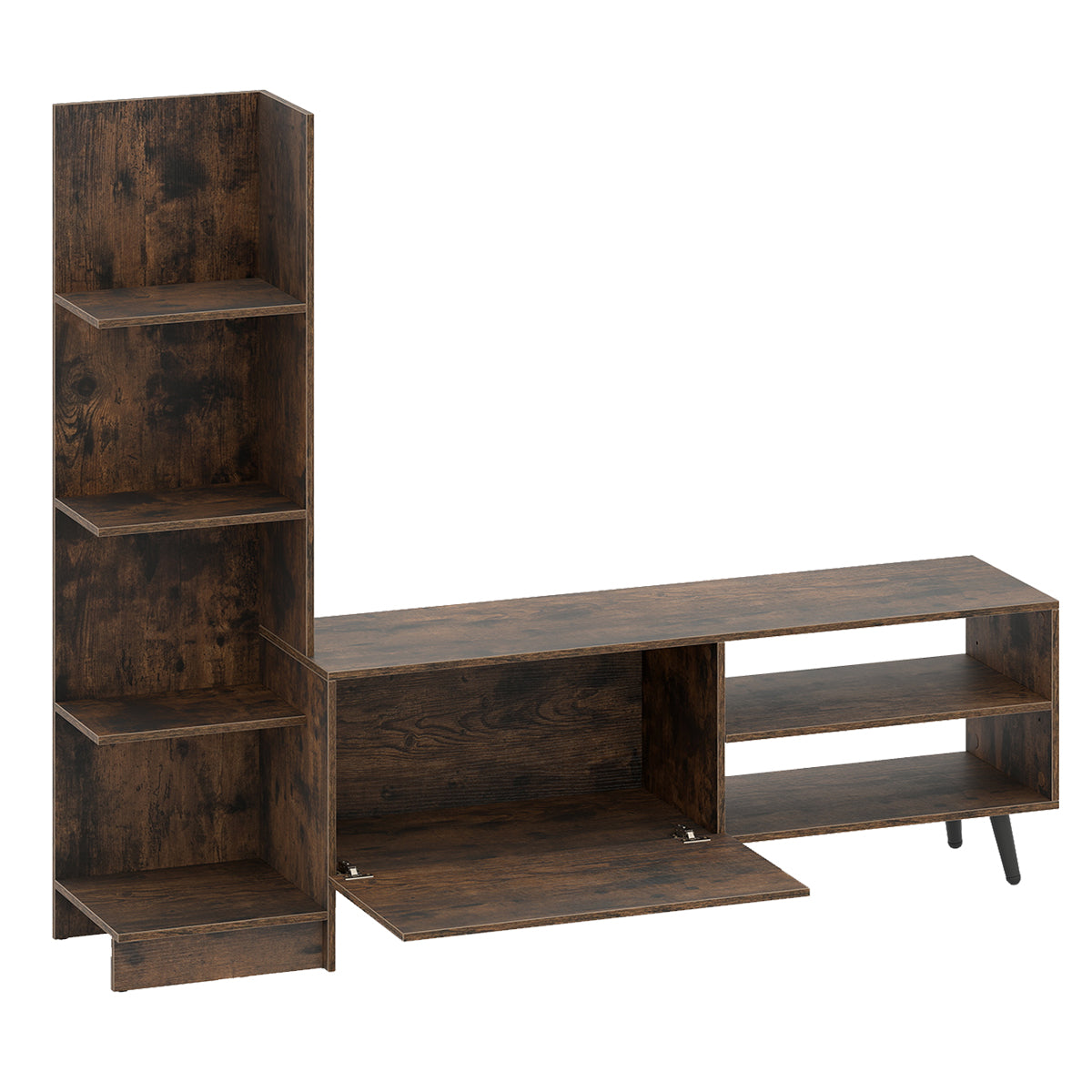 Suporte de TV até 50 Polegadas com Compartimentos e Prateleira Ajustável para Quarto 140 x 31 x 115,5 cm Café