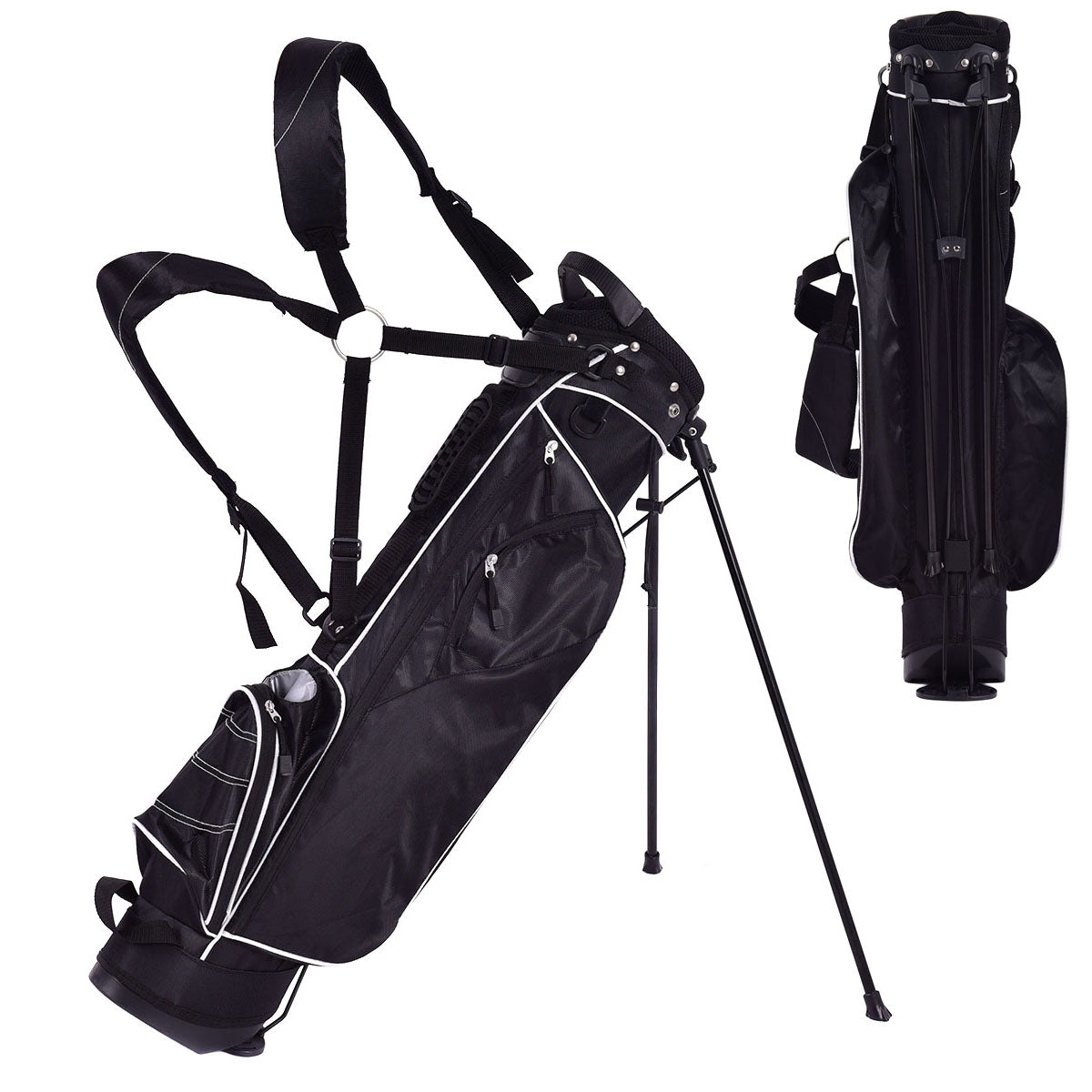 Bolsa de Golfe Clássica de Transporte com Suporte para 4 Compartimentos 17,2 x 25,2 x 79,5 cm Preto