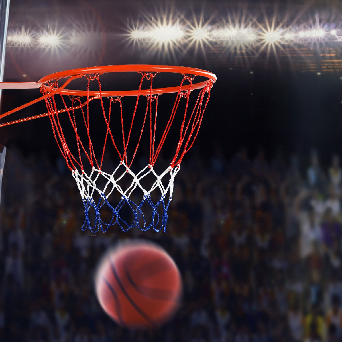Canasta de Basquetebol com Estrutura em Aço e Rede em Nylon para Interior e Exterior Vermelho Laranja