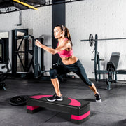 Plataforma Step para Aeróbica e Treino em Casa, Ginásio e Escritório Preto e Rosa 78,5 x 30 x 10-20 cm