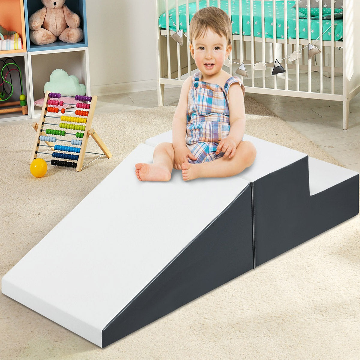 Conjunto de Atividades para Escalar e Rastejar – 50 x 50 x 26 cm – Branco e Preto – PU e EPE