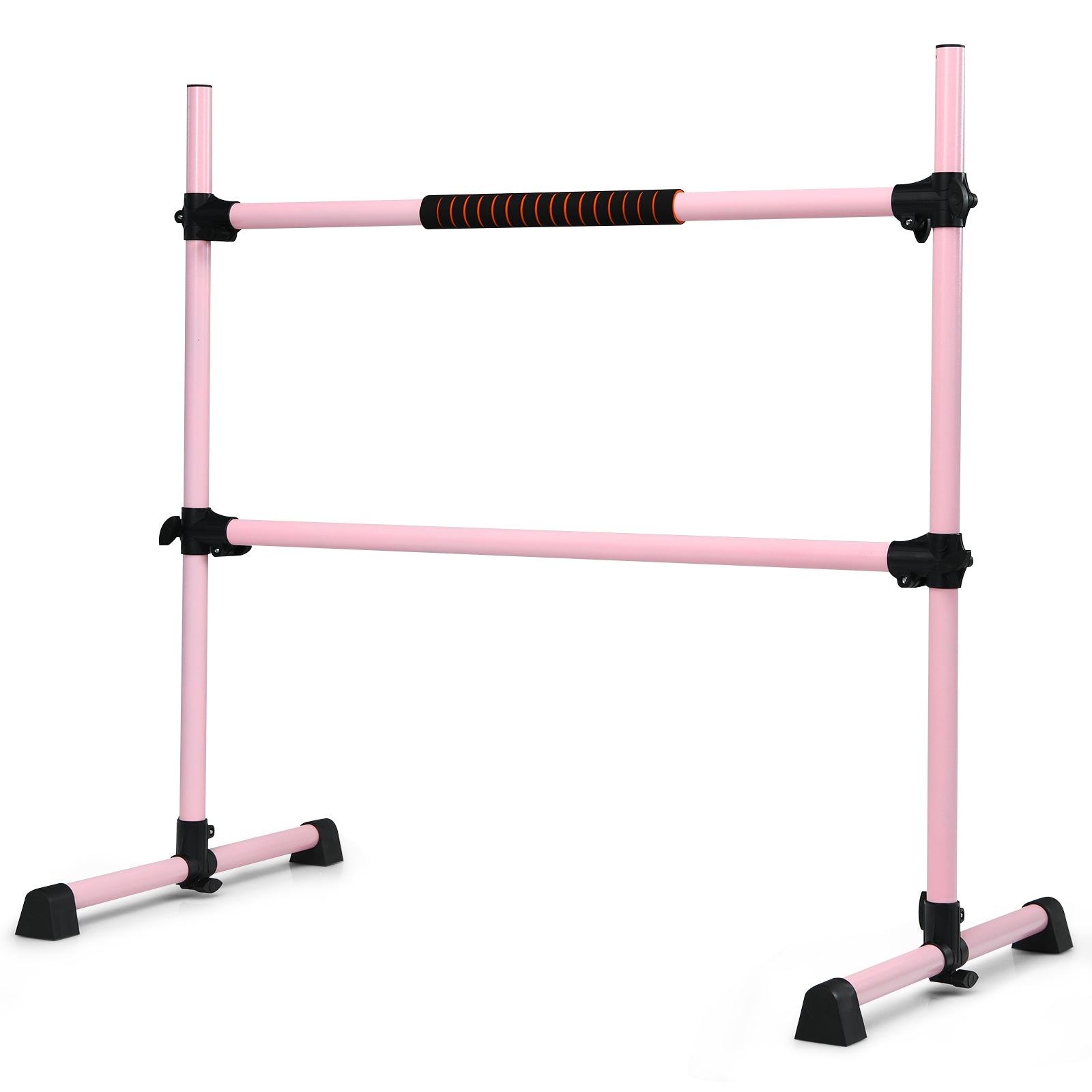 Barra Dupla para Ballet Portátil com Altura Regulável para Meninas Adultas Fitness Dança Alongar Músculos Rosa 124,5 x 71 x 120 cm