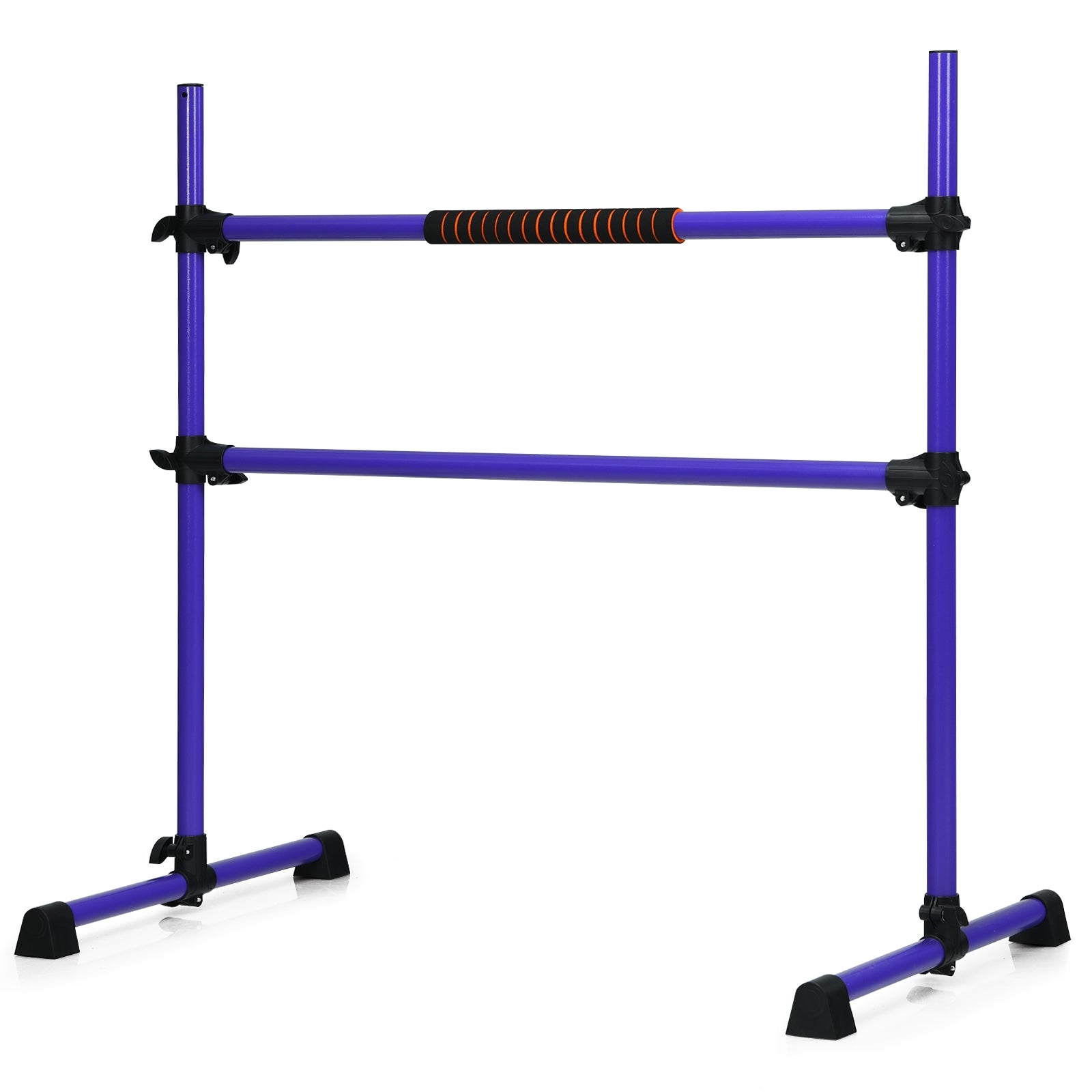 Barra Dupla para Ballet Portátil com Altura Regulável para Meninas e Adultos Fitness Dança Alongamento Músculos Violeta 124,5 x 71 x 120 cm