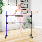Barra Dupla para Ballet Portátil com Altura Regulável para Meninas e Adultos Fitness Dança Alongamento Músculos Violeta 124,5 x 71 x 120 cm