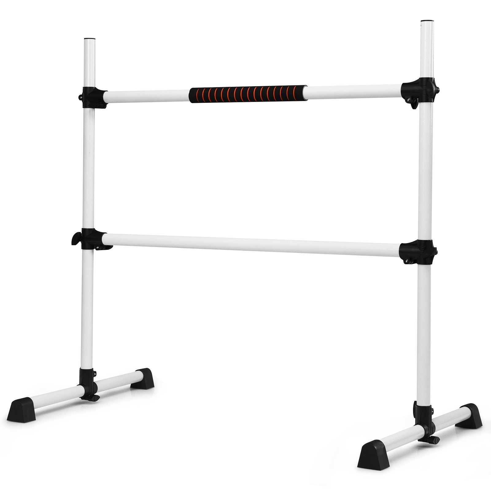 Barra Dupla para Ballet Portátil com Altura Regulável para Meninas e Adultos Fitness Dança Alongamento Músculos Prata 124,5 x 71 x 120 cm