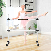 Barra Dupla para Ballet Portátil com Altura Regulável para Meninas e Adultos Fitness Dança Alongamento Músculos Prata 124,5 x 71 x 120 cm