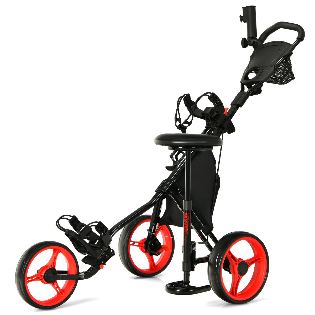 Carro de Golfe Dobrável – Cor Vermelha – Estrutura em Aço