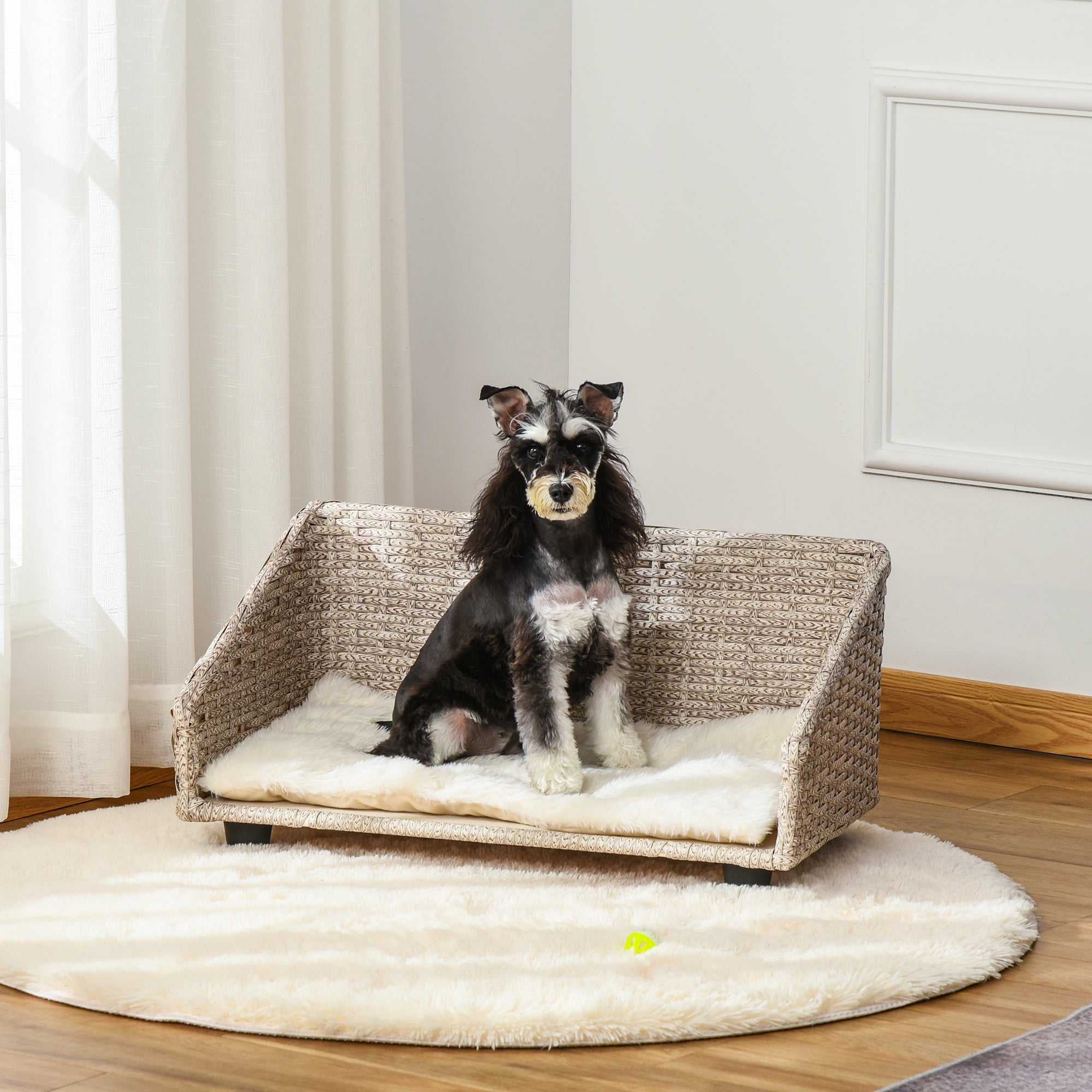 Sofá Cama de Vime para Animais de Estimação 70,5x40x37,5cm Bege