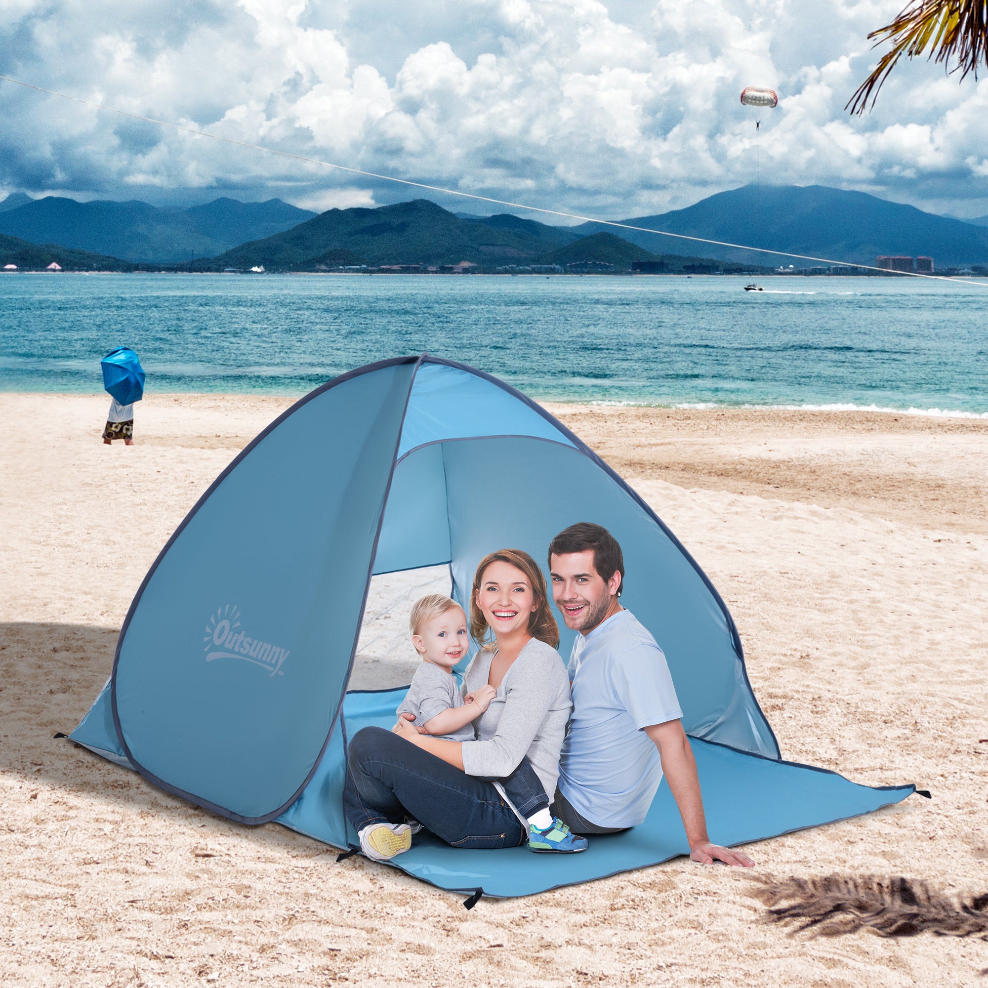 Tenda Pop-up Portátil Azul 200x150x115cm Proteção UV