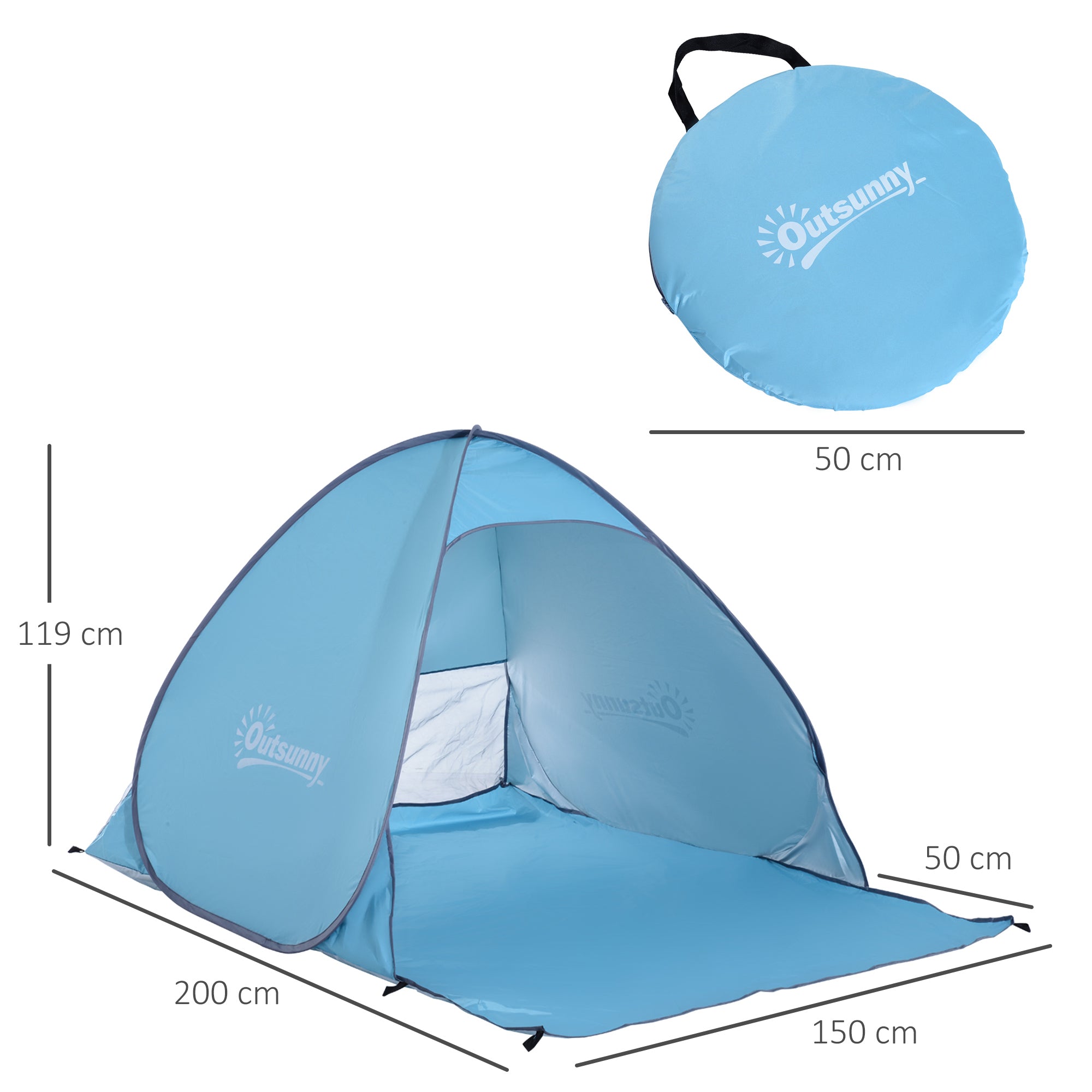 Tenda Pop-up Portátil Azul 200x150x115cm Proteção UV