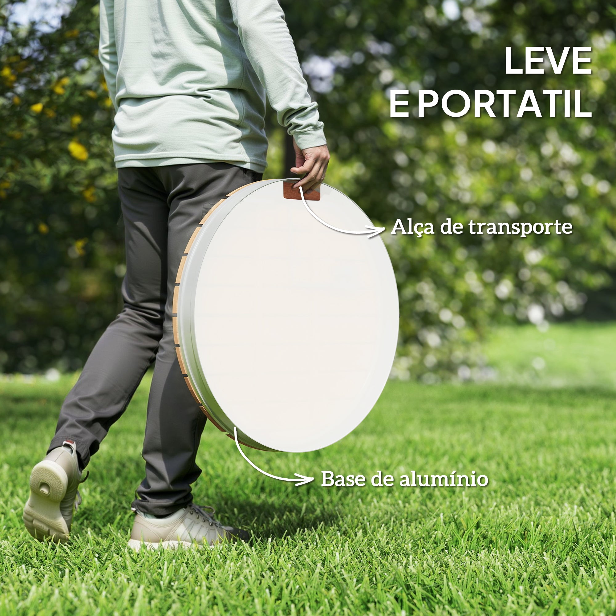 Duche de Jardim Portátil Ø70,5x7,5 cm - Cor Madeira