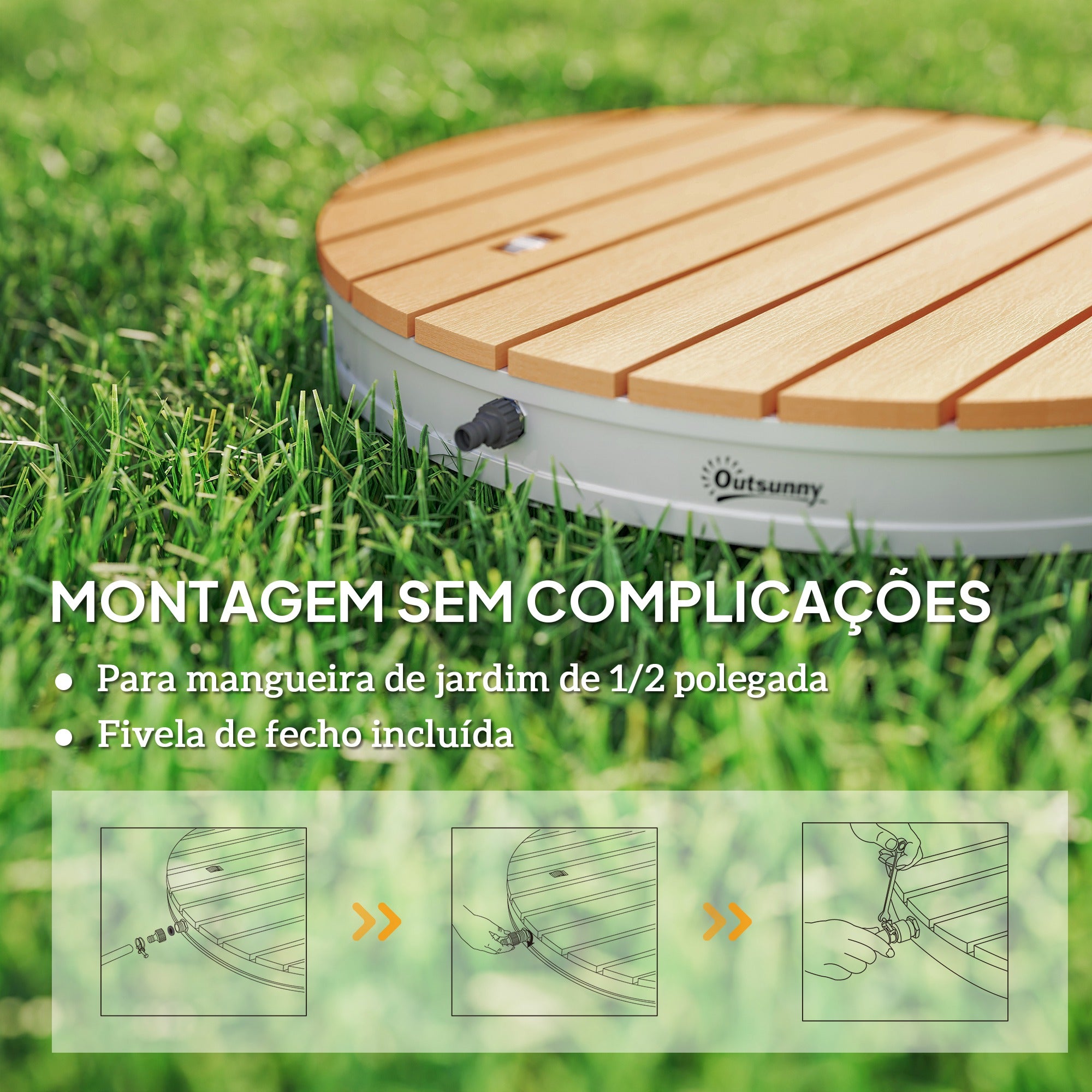 Duche de Jardim Portátil Ø70,5x7,5 cm - Cor Madeira