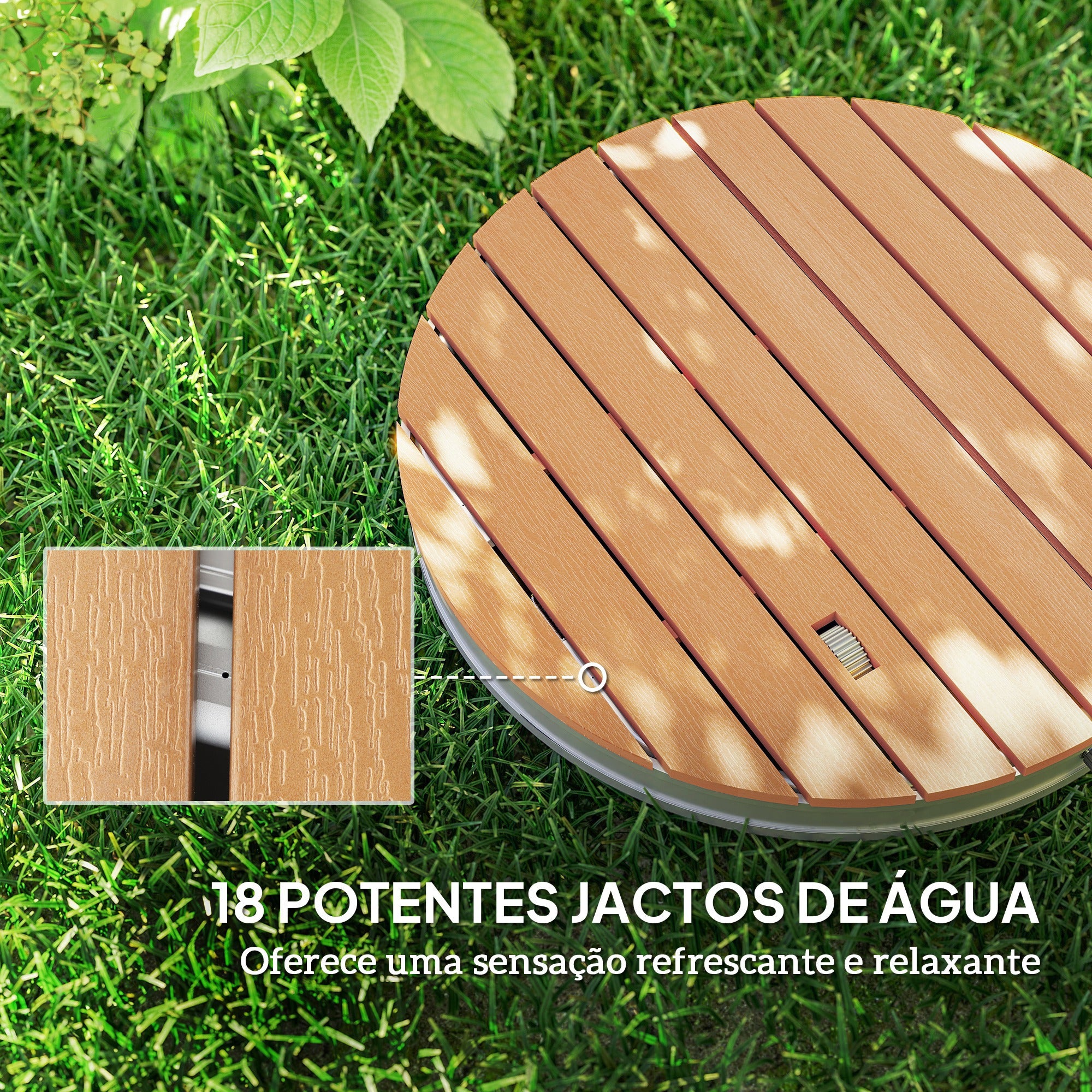 Duche de Jardim Portátil Ø70,5x7,5 cm - Cor Madeira