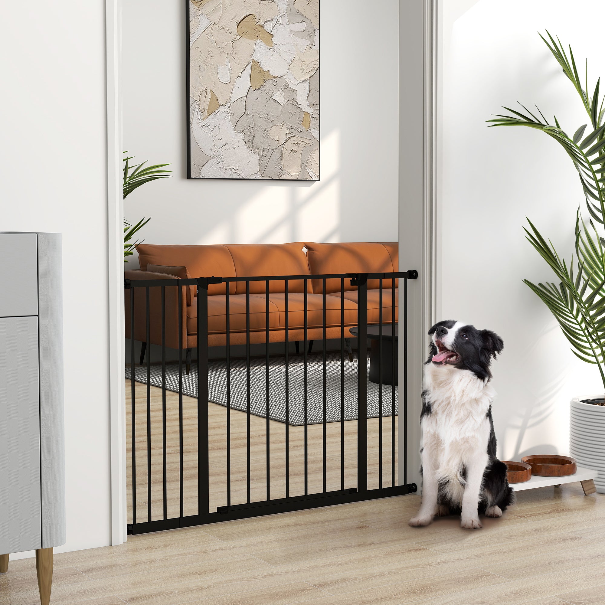 Barreira de Segurança para Animais Extensível 107x76 cm - Preto