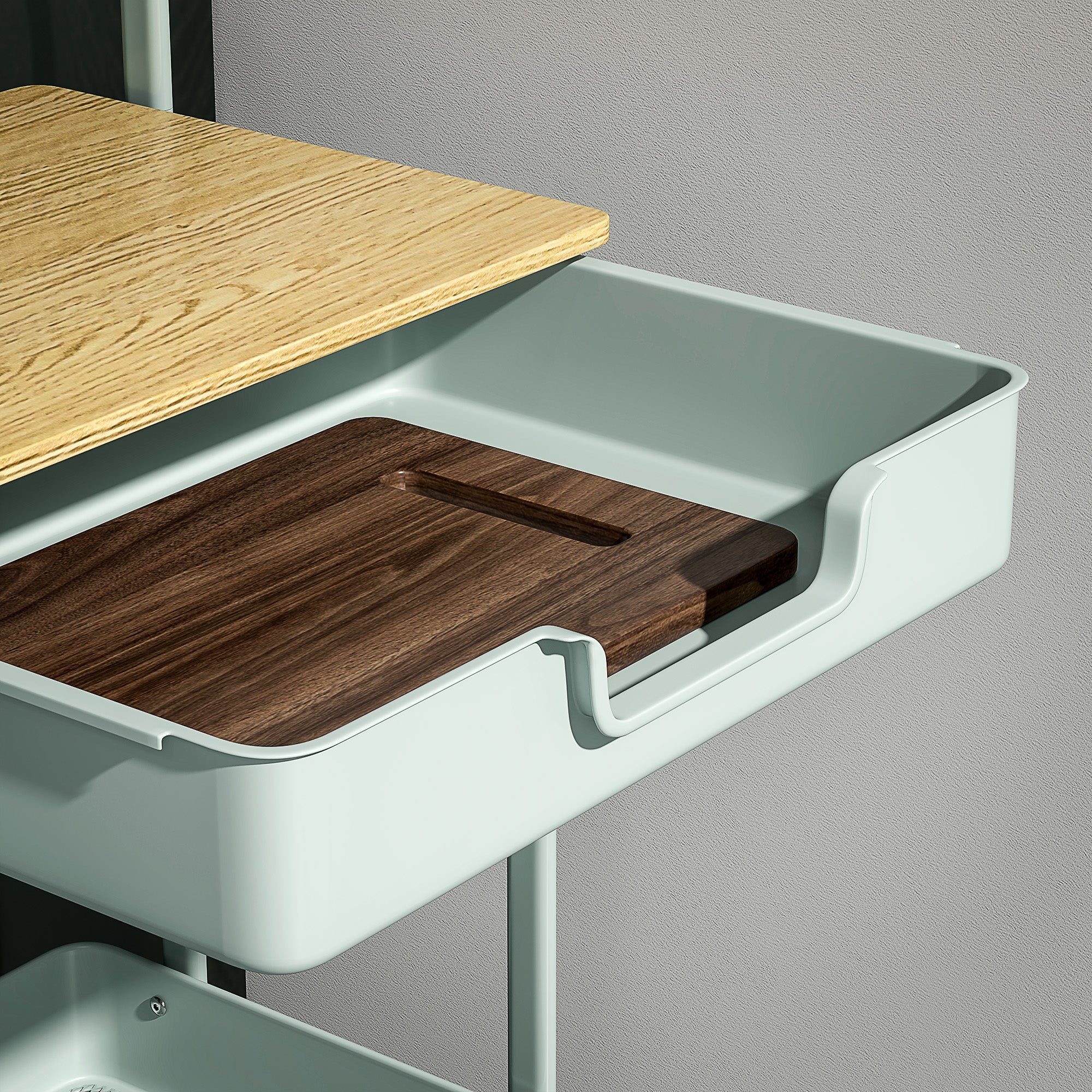 Carrinho Auxiliar com Rodas de 2 Níveis 45x29,5x68 cm Verde Claro