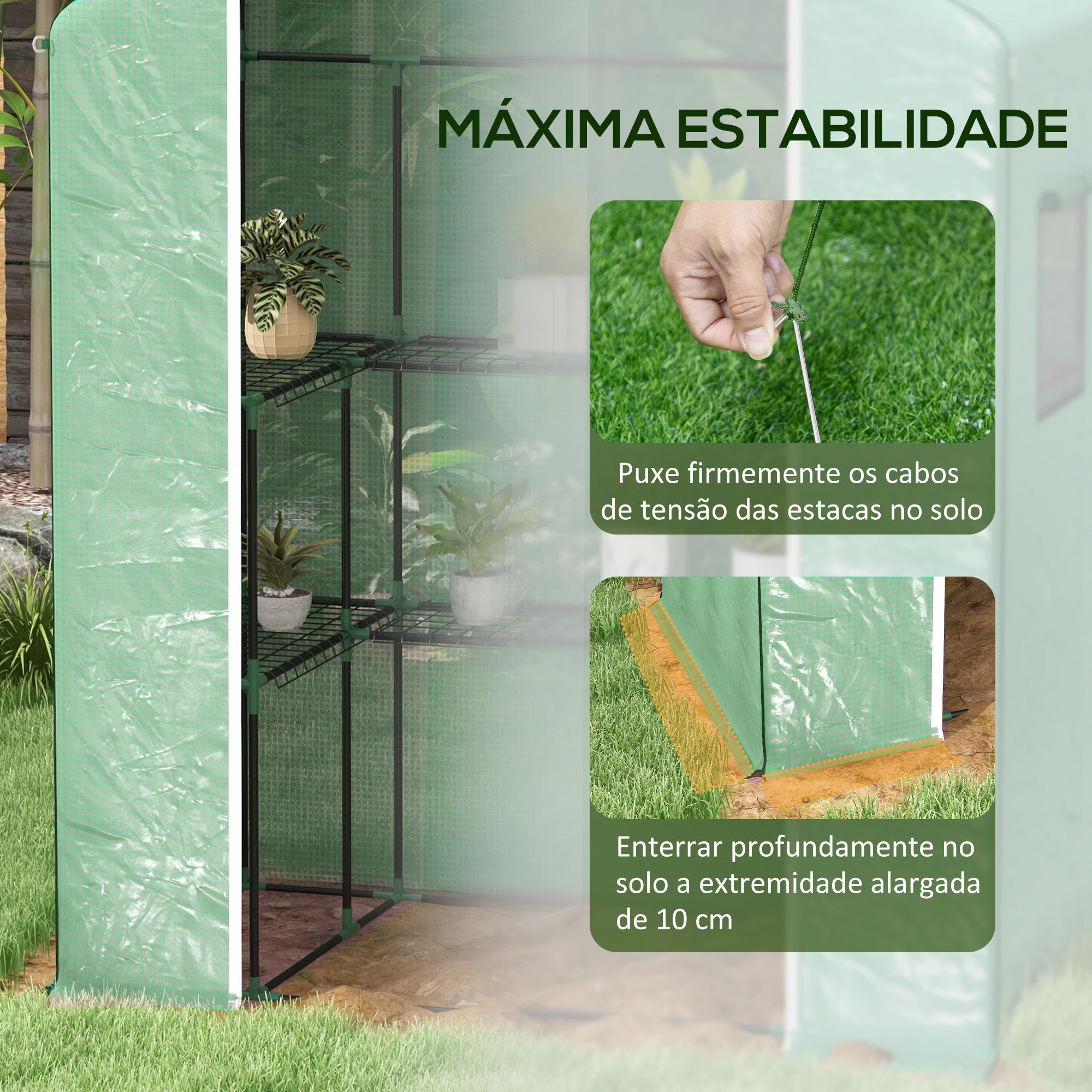 Estufa de Jardim – 140x73x190 cm – Verde – Aço e PE