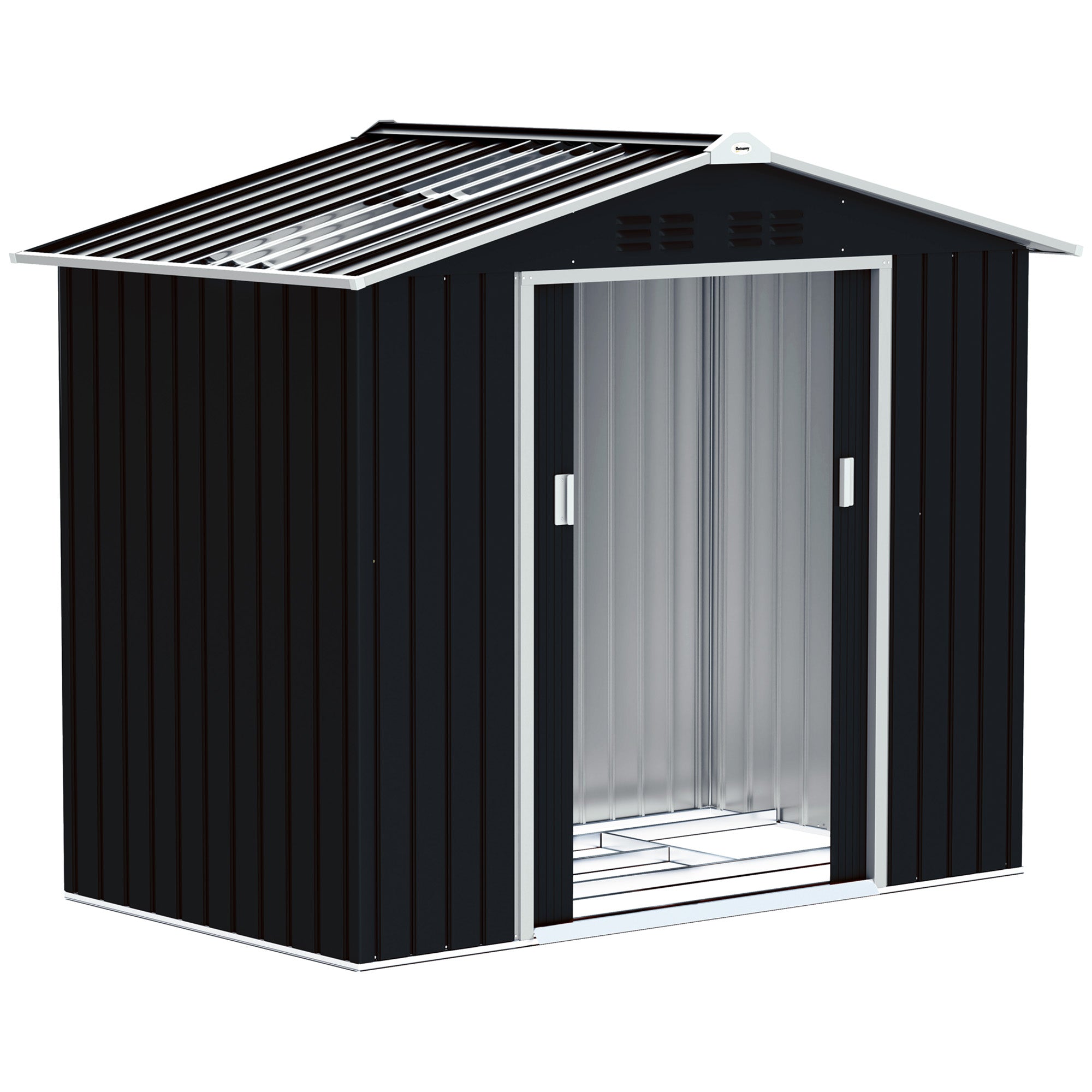 Abrigo de Jardim Metálico 213x130x185 cm - Cor Cinza Escuro
